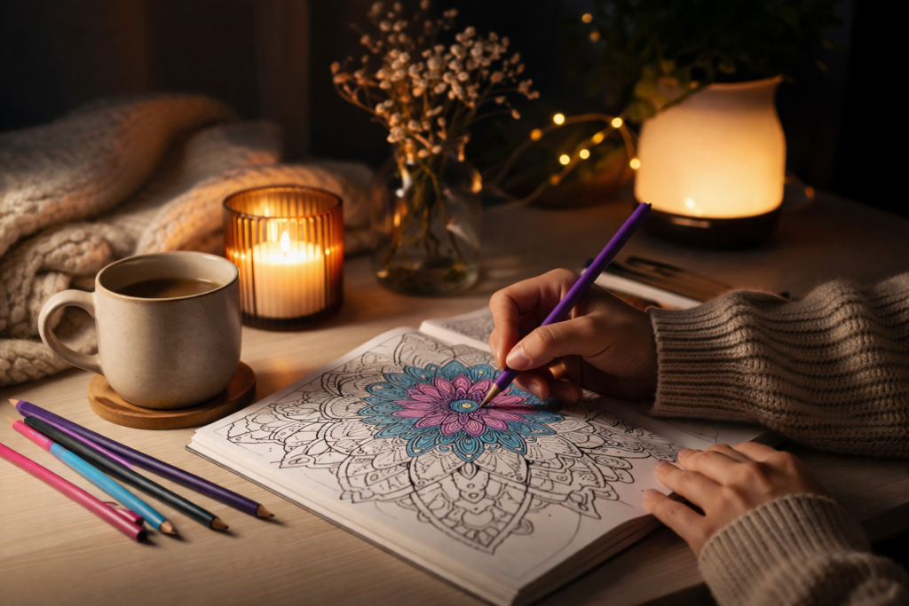 Le coloriage du soir : une habitude simple pour calmer le mental