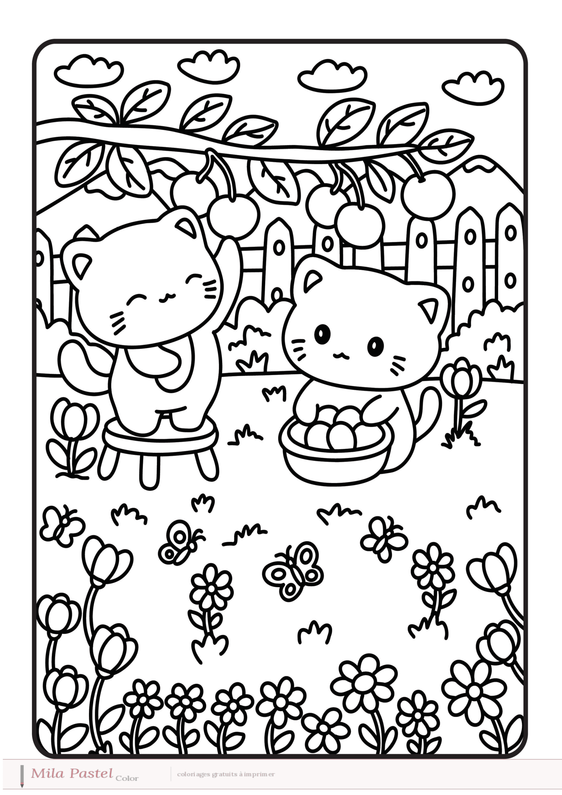 Chat kawaii printemps