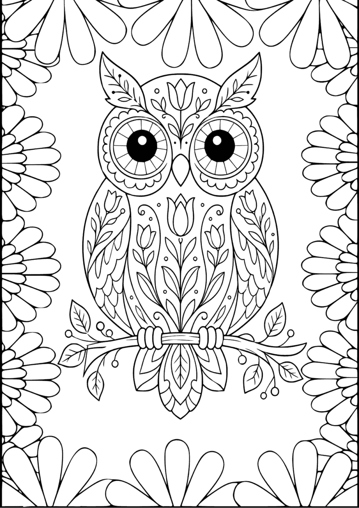 coloriage hibou à télécharger