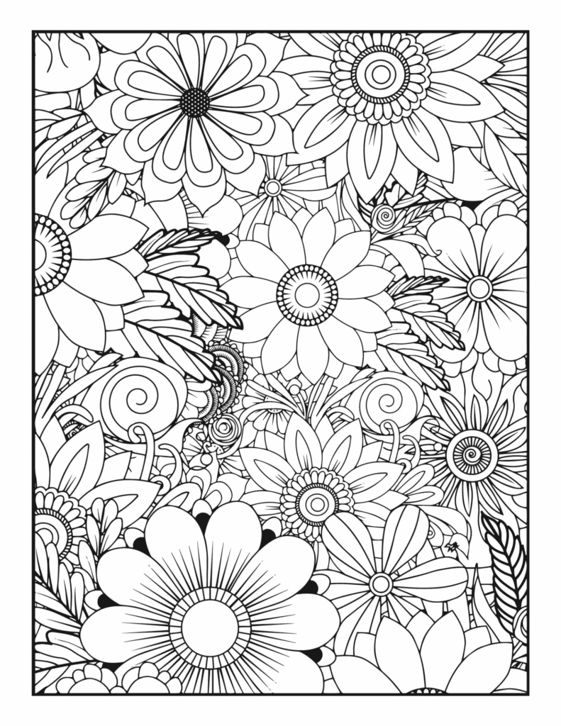 Coloriage fleurs anti-stress à imprimer