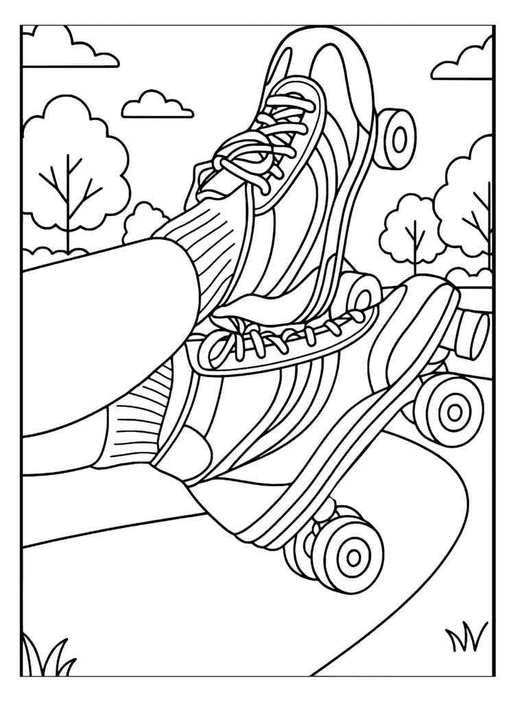 coloriage patins à roulettes à imprimer